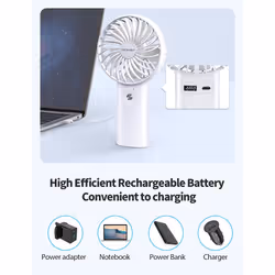 TECKNET Mini Handheld Fan, Portable USB Fan with Rechargeable 5200mAh Power Bank Function Personal Electric Fan, 3 Adjustable speed Desk Fan for Home