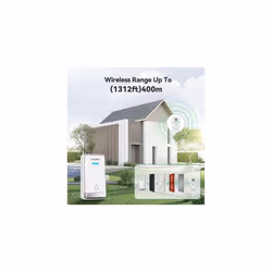 Plug Through Wireless Doorbell with Two USB Socket, 400M Range Plug in Door Bell Kits, IP65 Waterproof Self-Powered Cordless Door Bells, 60