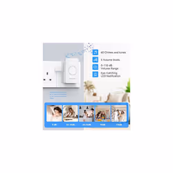 Wireless Doorbell, Door Bells Cordless Plug in IP65 Waterproof Doorbell Battery Operated Button with up to 1300ft Range,4-Level Volume, 38 Chimes &