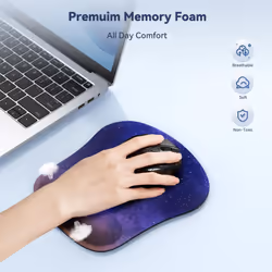 TECKNET Mouse Pad with Wrist Support  Ergonomic Gaming Mouse Pad Pain Relief  Portable Comfortable Mousepad for Computer  Laptop  Office  Home - Non-S