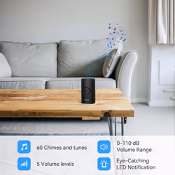 Wireless Doorbell, Waterproof Doorbell Battery-Operated Cordless Door Chime Kit with up to 400M Wireless Range,5-Level Volume & 60 Chimes with 4.5