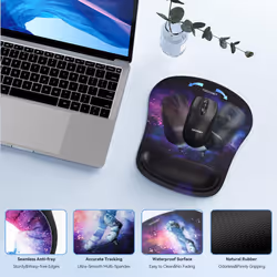 Wrist Rest Mat, Keyboard and Mouse Wrist Support Pad Set, Comfortable Memory Foam Mouse Mat with Wrist Cushion Support, Anti-Slip Ergonomic Mouse Pad
