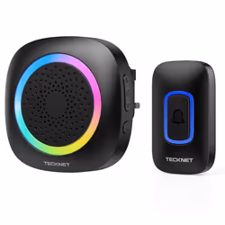 Wireless Doorbell, Plug in Doorbell with RGB Light, IP66 Waterproof Portable Cordless Battery Powered Door Chime Kit, 400M Wi ...