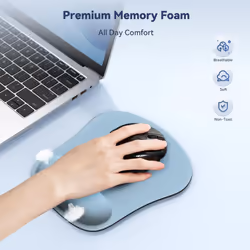 TECKNET Mouse Pad with Wrist Support  Ergonomic Gaming Mouse Pad Pain Relief  Portable Comfortable Mousepad for Computer  Laptop  Office  Home and Tra
