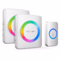 Wireless Doorbell, Doorbell IP65 Waterproof Twin Wall Plug-in Cordless Door Chime Kit with 400m Range, 60 Chimes, 120dB Lound ...
