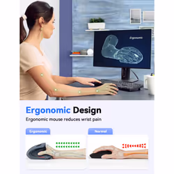 Ergonomic Mouse, 4800DPI Wireless Vertical Mouse 6-Button Silent Mouse with 5 Adjustable Levels DPI, 24 Months Battery Life Optical Wireless Mouse for