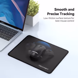 TECKNET Mouse Pad with Anti-fray Stitching  Waterproof Surface & Non-Slip Rubber Base with Stitched Edges Gaming Mouse Mat for Laptop Compatible with