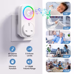 Wireless Doorbell, Self Powered Door Bell IP65 Waterproof, Plug Through Doorbell Chime Kits with RGB Light, 60 Chimes & 5 Volume Levels, Cordless Door