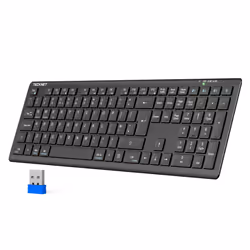 Wireless Keyboard, Rechargeable 2.4GHz USB Bluetooth Keyboard for 4 Multi Devices, Ultra Slim Full Size UK Layout Keyboards f ...