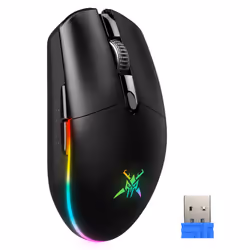 Wireless Gaming Mouse - Rechargeable Wireless Mouse with Optical Sensor Up to 8000 DPI, 6 Programmable Buttons, and RGB Backl ...