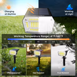 Solar Spot Lights Outdoor Garden - 59 LEDs Garden Lights Solar Powered, 6500K Cool White Light, 3 Brightness Levels Pathway Lighting IP65 Waterproof