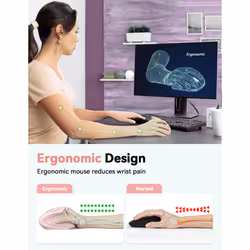 Ergonomic Mouse, 4800DPI Wireless Vertical Mouse 6-Button Silent Mouse with 5 Adjustable Levels DPI, 24 Months Battery Life Optical Wireless Mouse for
