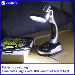 Easylife Desk Lamp with Tilting Head, 100 Lumens of White Light, Reading Light, Desk Light, Reading Lamp, Small Lamp, Bedside ...
