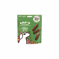 Lily's Kitchen Dog Meaty Treats Cracking Pork and Apple Sausages 70 g,Pack of 8
