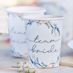 8 Floral Team Bride Hen Party Cups, Team Bride Paper Cups, Hen Party Cups, Bachelorette Party Tableware, Bridal Shower Cups