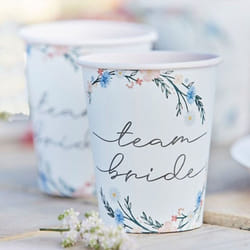 8 Floral Team Bride Hen Party Cups, Team Bride Paper Cups, Hen Party Cups, Bachelorette Party Tableware, Bridal Shower Cups