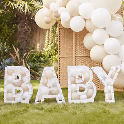 Hello Baby Shower Balloon Mosaic Sign Party Decoration Stand Letters, White