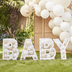 Hello Baby Shower Balloon Mosaic Sign Party Decoration Stand Letters, White