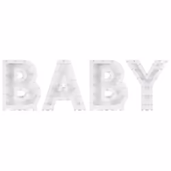 Hello Baby Shower Balloon Mosaic Sign Party Decoration Stand Letters, White