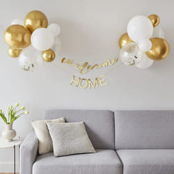 Hello Baby Welcome Home Balloon Banner Bunting Decoration Kit for New Baby Arrival,Gold