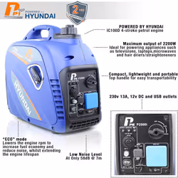 P1 2200W Portable Petrol Inverter Generator (Powered by Hyundai) | P2500i