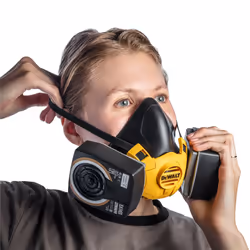 Dewalt Large Half Mask Respirator Face Mask with A2P3 Filters Easy Breathing