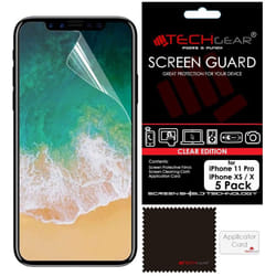 [5 Pack] TECHGEAR Screen Protectors for iPhone 11 Pro, iPhone XS - Clear Lcd Screen Protector with Cleaning Cloth & Application Card