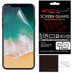 [Pack of 3] TECHGEAR Matte Screen Protectors for iPhone 11 Pro, iPhone XS, X - ANTI GLARE / MATTE Screen Protectors With Clot ...