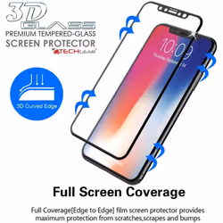 TECHGEAR Screen Protector for iPhone 11 Pro, iPhone XS [FULL Screen Adhesion] & [Full Coverage] 3D GLASS Edition Tempered Glass Screen Protector