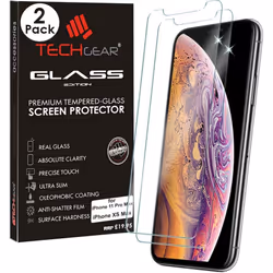 TECHGEAR [2 Pack Screen Protector for iPhone 11 Pro Max, iPhone XS Max, Genuine Tempered Glass Screen Protector Guard Covers ...