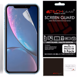 TECHGEAR [Pack of 5] Matte Screen Protectors for iPhone 11, iPhone XR 6.1" - ANTI GLARE/MATTE Screen Protectors With Cleaning ...
