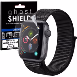 TECHGEAR [4 Pack] Screen Protectors fit Apple Watch 44mm Series 5, 4 [ghostSHIELD] Reinforced Flexible TPU Screen Protector w ...