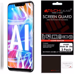[3 Pack] TECHGEAR Screen Protectors fit Huawei Mate 20 Lite - Clear Lcd Screen Protector with Cleaning Cloth & Application Ca ...