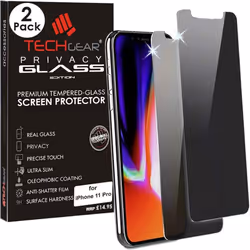 [2 Pack] TECHGEAR Anti Spy Screen Protectors for iPhone 11 Pro, iPhone XS, iPhone X - Privacy GLASS Edition Genuine Tempered  ...