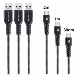 TECHGEAR 3 Pack STRONG Durable Braided USB C Charging & Data Sync Cables (30cm/1m/2m) Compatible with Samsung Tab S6 Lite, Ta ...