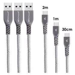 TECHGEAR 3 Pack STRONG Durable Braided USB C Charging & Data Sync Cables (30cm/1m/2m) Compatible with Samsung Tab S6 Lite, Ta ...
