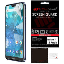 [5 Pack] TECHGEAR Screen protectors for Nokia 7.1 Clear Lcd Screen Protectors Cover Guards
