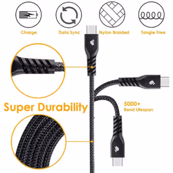 TECHGEAR Extra Long 2m / 6.5 Ft STRONG High Durability Braided USB C Charging & Data Sync Cable for USB Type-C Devices Compatible with Apple iPad Pro