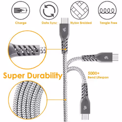 TECHGEAR STRONG High Durability Braided USB-C Charging & Data Sync Cable (1ft/30cm) - for USB Type-C Devices Compatible with Apple iPad Pro 12.9"