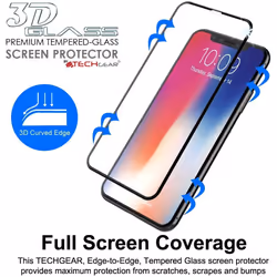 TECHGEAR [2 Pack Screen Protectors Compatible with Apple iPhone XS, [FULL Screen Adhesion] & [Full Coverage] 3D GLASS Edition Tempered Glass Screen