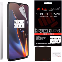 [3 Pack] TECHGEAR Screen Protectors for OnePlus 6T CLEAR LCD Screen Protectors Cover Guards