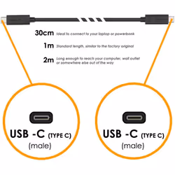 TECHGEAR USB-C to USB-C 3.1 10Gbps Fast Charging & Data Transfer Cable (1ft/30cm) Both Ends USB Type C, Compatible with MacBook Pro, iPad Pro 11 / Pro