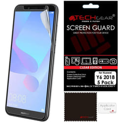 [5 Pack] Screen Protectors for Huawei Y6 2018, CLEAR LCD Screen Protectors Cover Guards Compatible with Huawei Y6 (2018)