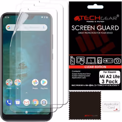 [3 Pack] TECHGEAR Screen Protectors for Xiaomi Mi A2 Lite, Ultra CLEAR Film Screen Protectors Cover Guards
