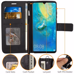 TECHGEAR Compatible with Huawei P30 Pro Leather Wallet Case, Flip Protective Case Cover with Card Slots, Kickstand and Wrist...