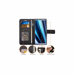 TECHGEAR Sony Xperia 10 Plus Case, Leather Wallet Flip Protective Case Cover with Card Slots, Kickstand and Wrist Strap - PU Leather