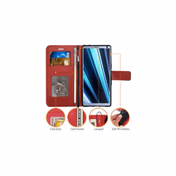 TECHGEAR Sony Xperia 10 Plus Case, Leather Wallet Flip Protective Case Cover with Card Slots, Kickstand and Wrist Strap - PU Leather
