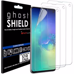 TECHGEAR [Pack of 3] Screen Protectors fit Samsung Galaxy S10 [ghostSHIELD Edition] Reinforced TPU film Screen Protector Guar ...