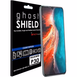 TECHGEAR Screen Protector fits Huawei P30 [ghostSHIELD Edition] Reinforced TPU film Screen Protector with FULL Screen Coverag ...