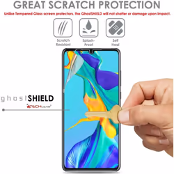 TECHGEAR Screen Protector fits Huawei P30 [ghostSHIELD Edition] Reinforced TPU film Screen Protector with FULL Screen Coverage inc